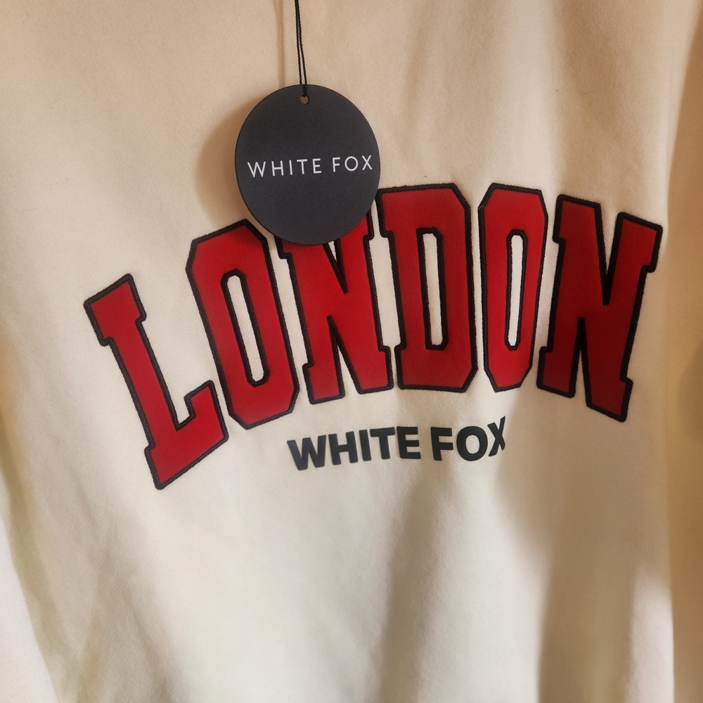 White Fox Boutique Cream Sweatshirt with Red 'London' Print - Picture 7 of 7